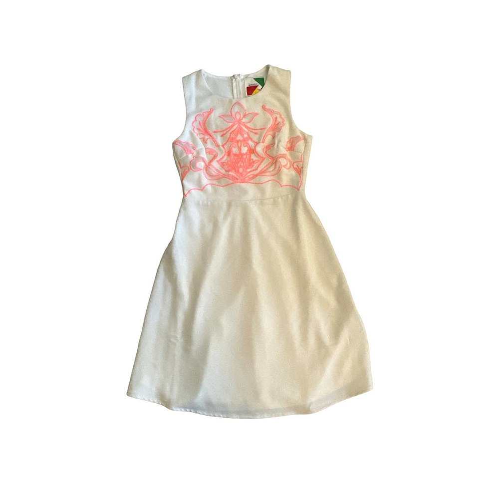 Women S ModCloth Fervour Sleeveless Ivory Embroidered Lace Mesh Floral Dress